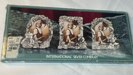 New International Silver Company 2” By 3” Pewter 3 Frames Christmas 1994... - $14.01