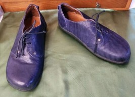SERGIO TOMANI Smoky Blue Leather Lace Up Shoes Rubber Soles Sz 6-6.5 Col... - $37.40