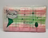 Vintage Charm House Cotton Blanket 70&quot; x 90&quot; Green &amp; Pink Satin Trim Ret... - £68.72 GBP