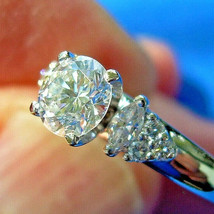 Earth mined Diamond Deco Engagement Ring Solid Designer 14k White Gold Solitaire - $122,326.09 MXN