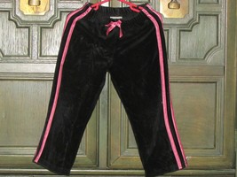 girls CHEROKEE velvet black pants w/2 pink ribbon stripes ea side 4T (bx2 - 2) - $8.91
