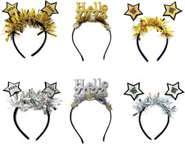 6 Pack 2024 Happy New Year Headband Sequins Star Headband Hello 2024 Hea... - £27.63 GBP