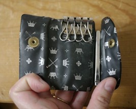 Vtg Faux Leather Vegan Pocket 4 Key Holder Pocket Knife Bottle Opener Wa... - $18.99