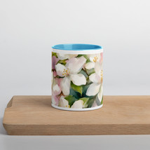 New Coffee Tea Mug Color Inside Watercolor Floral 11 oz Ceramic Dishwash... - £10.72 GBP