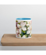 New Coffee Tea Mug Color Inside Watercolor Floral 11 oz Ceramic Dishwash... - £10.72 GBP