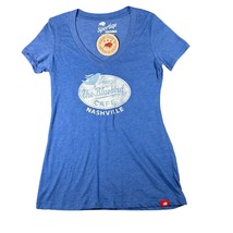 The Bluebird Cafe Womens Medium Blue V-Neck Graphic Tee Nashville TN SS NWT - £14.36 GBP