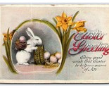 Fantasia Pasqua Greetings Coniglio Uovo Cesto Goffrato Non Usato DB Cart... - $5.08