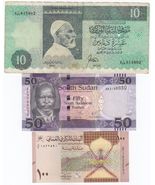 Libya, Sudan, Oman, Set of 3 Notes , All Different World Banknotes - $24.13