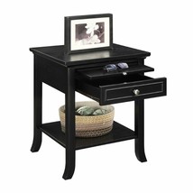 Convenience Concepts American Heritage Logan End Table in Black Wood Finish - $183.99