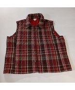 Christopher &amp; Banks Women&#39;s Red Plaid Quilted Snap Front Vest Size Large - $272.80 MXN