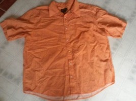 Eddie Bauer Orange Print Linen Blend Button Down Collar Shirt Mens Sz XL... - $24.73