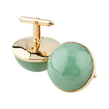 14k Yellow Gold Jade Cabochon Cufflinks (Over 100 Cts) Gorgeous Gift - £3,414.29 GBP