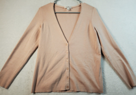 LOFT Cardigan Sweater Womens Large Beige Knit Long Sleeve V Neck Button Front - £15.64 GBP