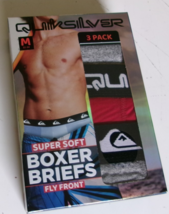 Three QuickSilver boxer briefs Size Medium Fly Front  Black and Prints - $17.77