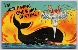 1950 Comic Postcard I&#39;m Just Having One Whale Of A Time By Colourpicture - $19.12