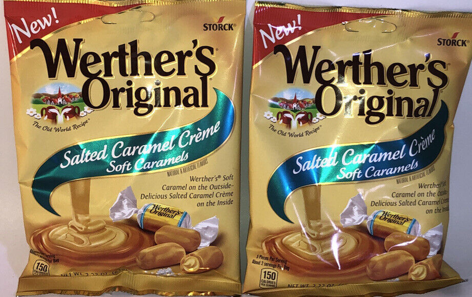 2 BAGS 2.22oz ea SALTED CARAMEL CREME Soft Caramels By Werther's Original-SHIP24 - $9.78