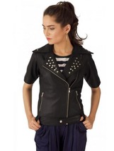 New Black Studded Double Rider Leather Jacket 2019 - £129.48 GBP
