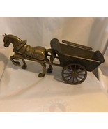Vintage Bronze Or Brass Horse W/Cart Clydesdale  Length 17 1/2” - $77.90 CAD