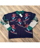 Ugly Christmas Sweater Skiers Mountain Snow Trees 33 Degrees XS - $16.39