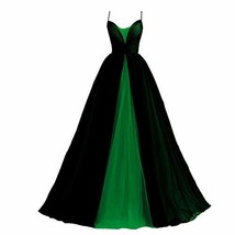 Kivary Gothic Ball Gown Prom Wedding Dress V Nek Black Long Emerald Green Plus S - £98.84 GBP