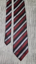 Alexander Julian Colours Men&#39;s Navy Red White  Striped Hand Made Long Tie  - $12.86