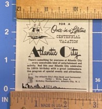 Vintage Print Ad Atlantic City 100th Birthday Centennial Vacation 2 5/8&quot;... - $5.87