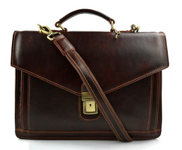 Leather briefcase men women office shoulder bag messenger business bag satchel  - £175.85 GBP