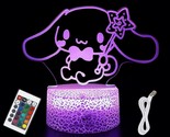 Cinnamoroll 16 Colors Night Light 3D Illusion Table Lamp With Touch &amp; Re... - £32.41 GBP