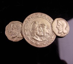 Antique Love token brooch - vintage mizpah jewelry - Roman coins - Victorian sen - £116.21 GBP