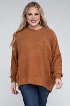 Plus Brushed Melange Drop Shoulder Sweater - £18.56 GBP