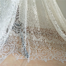 Embroidery Florals Mesh Lace Fabric Wedding Full  Dress Table Curtain Cloth 1Y - £20.86 GBP