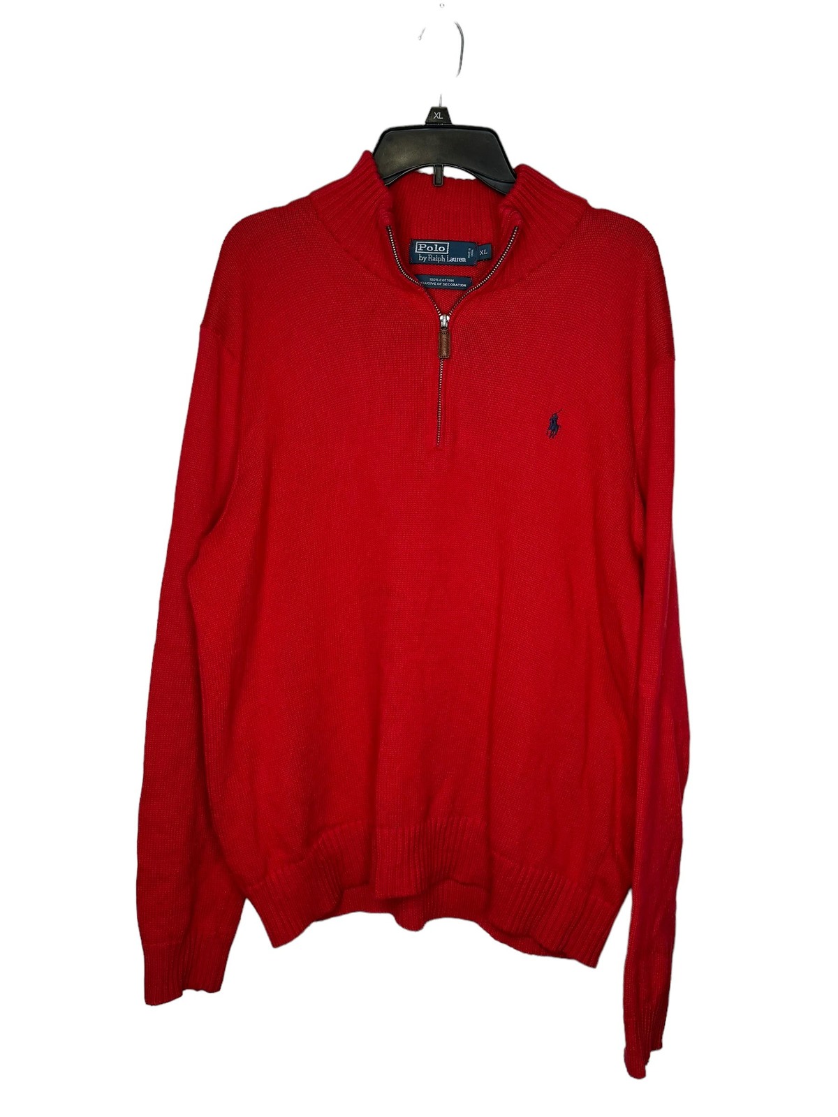 Primary image for Polo Ralph Lauren Men's Sweater Cotton Quarter-Zip Pullover Preppy Logo Red XL