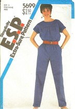 Simplicity 5699 Misses&#39; Easy-fitting Jumpsuit 10,12,14 Vintage 1982 UNCU... - $10.47