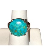 Vtg Blue Moon Turquoise 925 Sterling Ring Southwestern Size 7-1/4 - 7-1/2 - £60.04 GBP