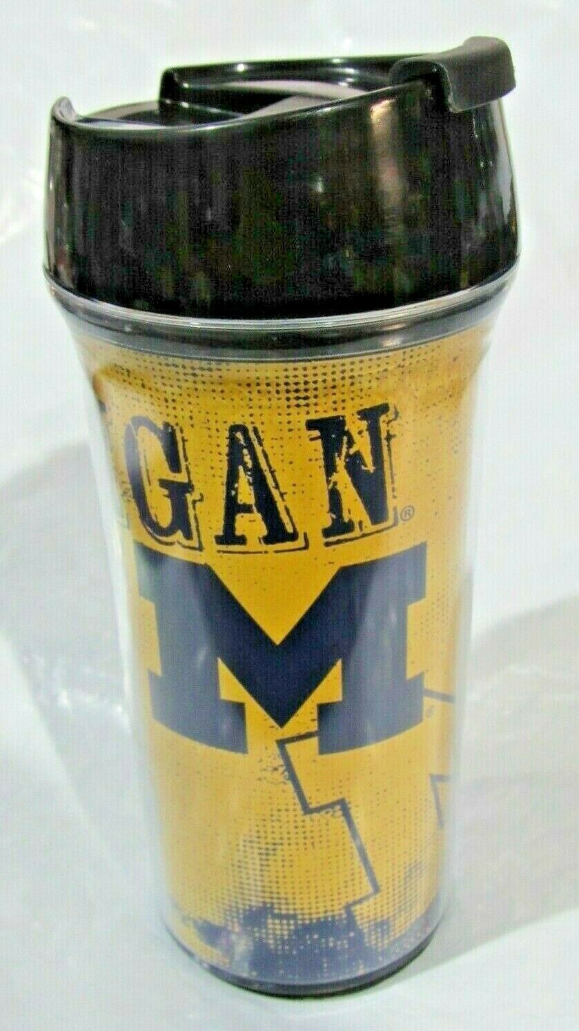 Michigan Wolverines 16oz Traveler Mug Acrylic Coffee Mug No Spill Lid - £5.58 GBP