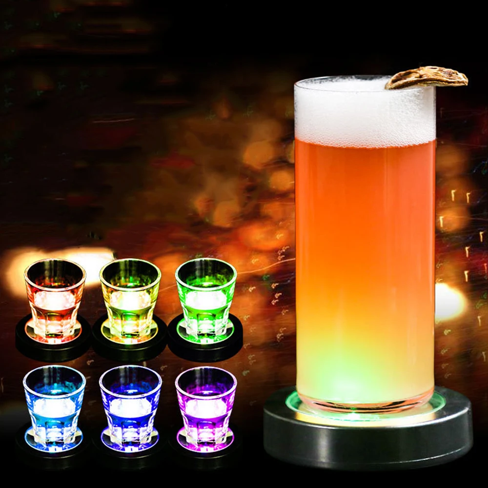 6-1PCS USB Rechargeable Super Bright LED Bottle Coasters Light Glow Drink Cup - £19.24 GBP+