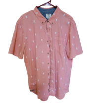 VANS Men&#39;s Large Button Front Tropical Print Shirt Peach - $14.95