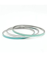 7.75 Inch High Polish Stainless Steel Bangles Teal White Aqua - $27.16 CAD