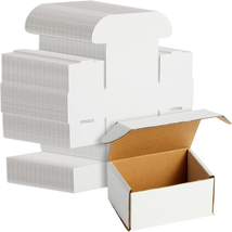 50-Pack White Corrugated Packaging Boxes 4X3X2, Bulk Small Cardboard Fol... - £23.43 GBP