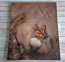 Monarch Butterfly Original 3D Oil Painting signed 20&quot;X 24&quot; (No Frame) Vintage  - $39.28