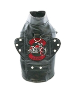 Biker Dawg Faux Black Leather Motorcycle Dog Jacket Sizes XS-3X - $41.44 CAD