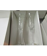 PAIR DRESDEN CRYSTAL CHAMPAGNE FLUTES GLASSES FLORAL S.FLETNA #2049 SIGNED - $20.29 CAD