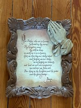 Vintage Our Father Who Art in Heaven Prayer in Ornate Faux Wood Frame w ... - £15.25 GBP