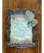 Vintage Our Father Who Art in Heaven Prayer in Ornate Faux Wood Frame w ... - £14.68 GBP