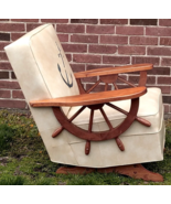 1958 Nautical Ships Wheel Vinyl Upholstered Ranch Style Platform Rocker ... - $543.30 CAD