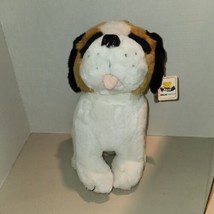 NEW Old Stock 14&quot; Plush Dog St. Bernard with tag, glass eyes, gift store close - £11.69 GBP