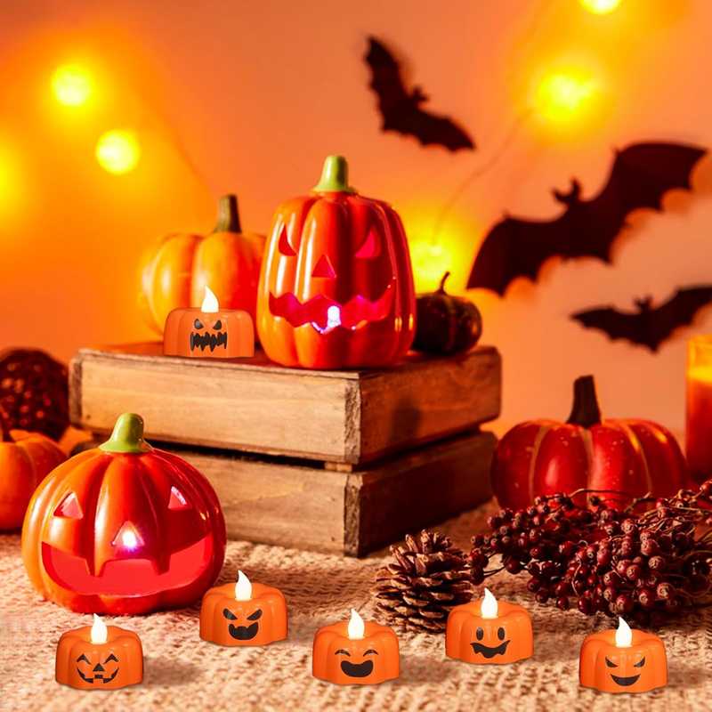 Eldnacele Halloween Pumpkin Lights Flameless Candles 6H Timer, Battery Operated  Item image 4