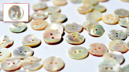 High Grade Ivory Abalone Mother of Pearl Shirt Buttons (15 Pieces) ø12mm 2 Holes - £4.78 GBP