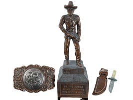 c1950&#39;s Cowboy Items Dodge City Souvenir Bell Trading Post Copper Belt Buckle, a - £99.95 GBP