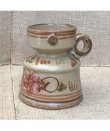 Portugal Pottery Redware Floral Chamberstick Candle Holder w Base Cottag... - $13.86